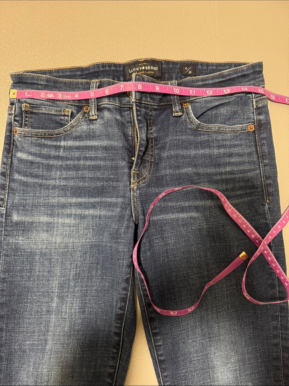 Lucky Brand Ava Dark Blue Denim Cropped Skinny Jeans Size 6/28 - Picture 8 of 12